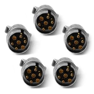 Elinz Trailer Plug 7 PIN Large Round Metal Connector Adaptor Socket Car Caravan Boat 5x