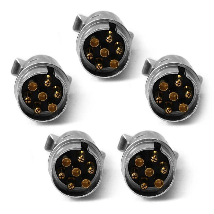 Elinz Trailer Plug 7 PIN Large Round Metal Connector Adaptor Socket Car Caravan Boat 5x