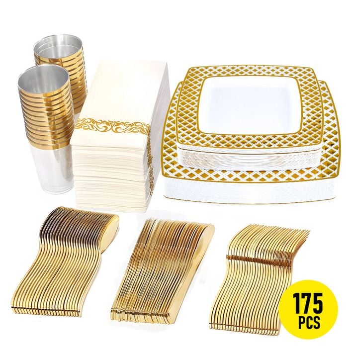 175pcs Food-grade Wedding Event Banquet Disposable Tableware Dinnerware