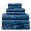 LINENOVA 7 Pieces Cotton Towels Bath Towel Hand Washer Face Cloth Bath Mat Set - Navy