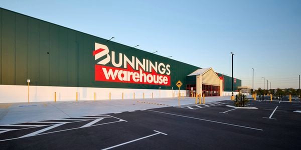 Bunnings Warehouse exterior front of store.