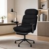 Advwin 135° Reclining Office Chair with Footrest Flip-Up Armrests & Adjustable Headrest, Teddy Fabric Black