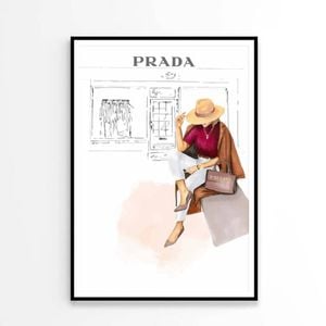 Stylish Girl with Hat Fashion Print 100% Australian Made 60x90cm (Poster)