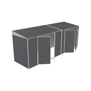 Build-a-Shed 1.5 x 5.2 x 2.0m Skillion Double Plus Double Hinged Side Doors Shed - Grey