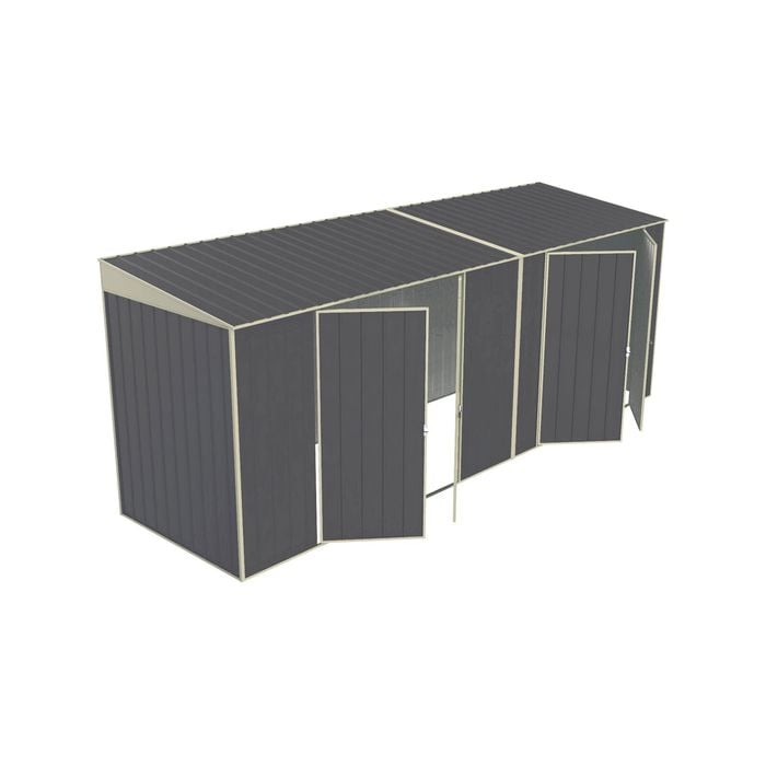 Build-a-Shed 1.5 x 5.2 x 2.0m Skillion Double Plus Double Hinged Side Doors Shed - Grey
