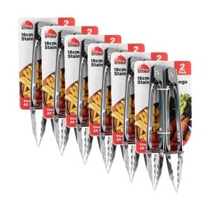 6x 2pc Culinary Kitchen Stainless Steel Mini Tongs Cooking Utensil 14cm