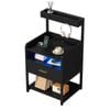 Advwin Bedside Table With Charging Station And Led Lights 1 Drawer And Top Storage Groove Black