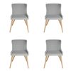 Pack of 4 | Osaka Upholstered Dining Chair | Natural Legs - Light Grey Fabric