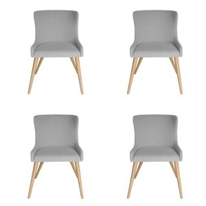 Pack of 4 | Osaka Upholstered Dining Chair | Natural Legs - Light Grey Fabric