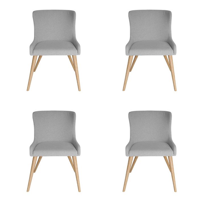 Pack of 4 | Osaka Upholstered Dining Chair | Natural Legs - Light Grey Fabric