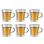 Bodum Canteen Double Wall 200ml Medium Cup with Handle 6 Piece Set