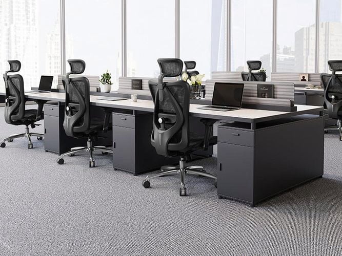Two rows of SIHOO chairs in an office building