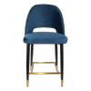 Durafurn 650mm High Denim Velvet Semifreddo Counter Stool with Black Metal Legs