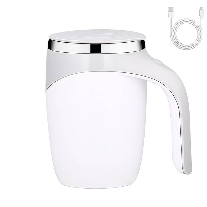 Catzon Self Stirring Coffee Cup 380ml Usb Automatic Magnetic Mixing Mug With Lid-white