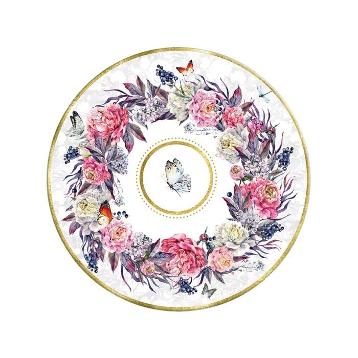 Roses & Butterflies Floral Decorative Ceramic Trivet 20cm Round