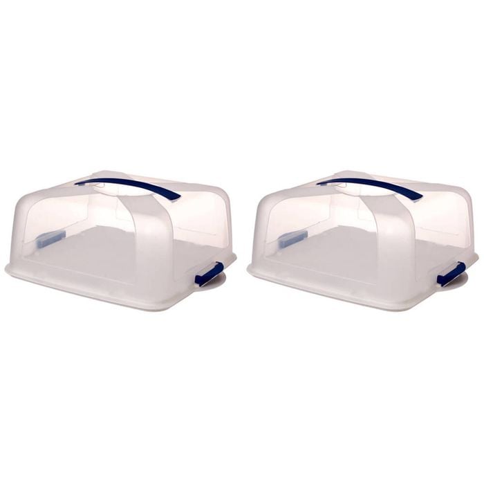 2PK Clip Fresh Square Cake Saver Airtight Container - Clear