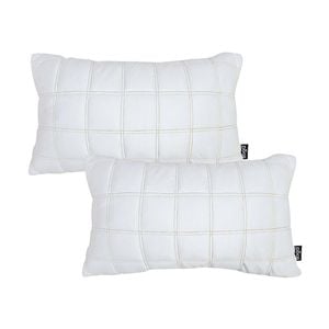 SOGA 2X 30cm White Quilted Grid Pattern Decorative Throw Pillow