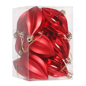 Catzon 12 Pcs Finial Drop Christmas Ornaments Shatterproof Baubles with String for Holiday-Red