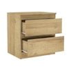 Light Oak Handleless 2 Drawer Dresser Bedside Table