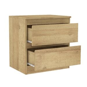 Light Oak Handleless 2 Drawer Dresser Bedside Table