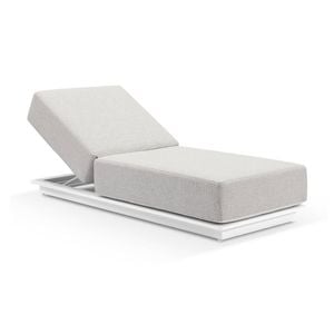 Whitehaven Outdoor Aluminium Single Sun Lounge White & Sandstone Olefin Cushions