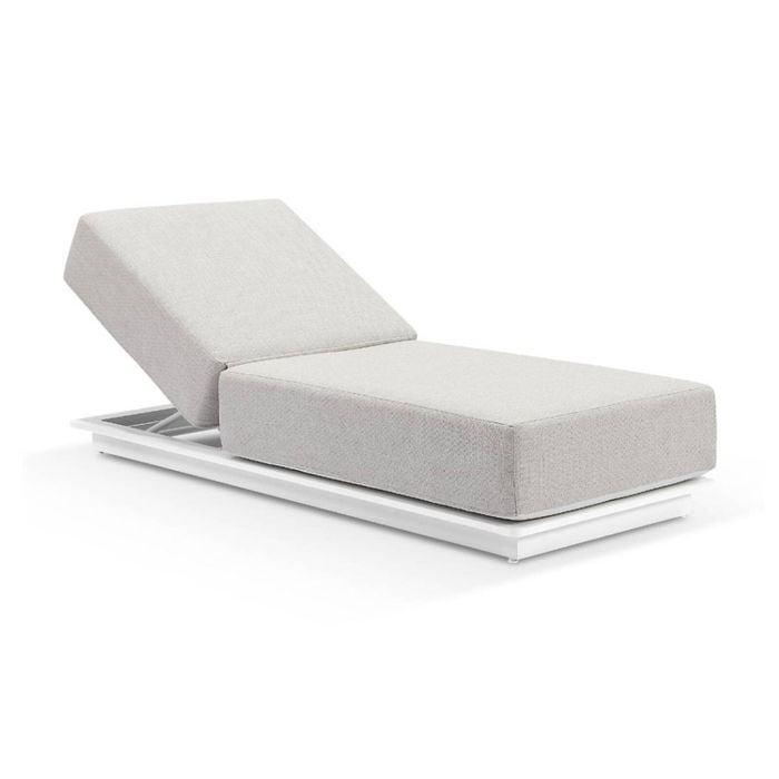 Whitehaven Outdoor Aluminium Single Sun Lounge White & Sandstone Olefin Cushions