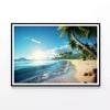 Beach with Sky & Palm Trees  Print 100% Australian Made 120x90cm  (Poster)