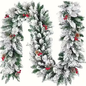 Lifebay Artificial Christmas Snow Pine Wreath Garland