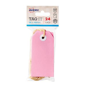 Avery Tags with String 24pk (96x48mm) (Pink)