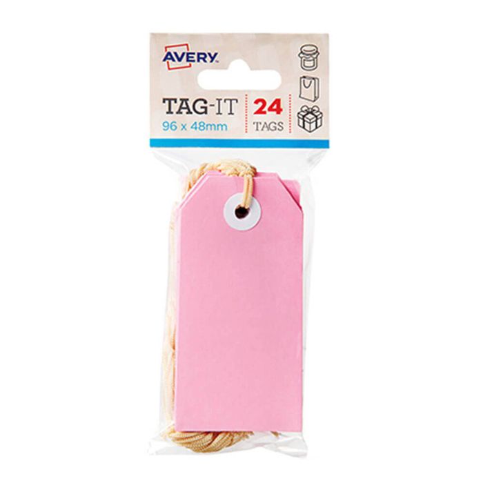 Avery Tags with String 24pk (96x48mm) (Pink)