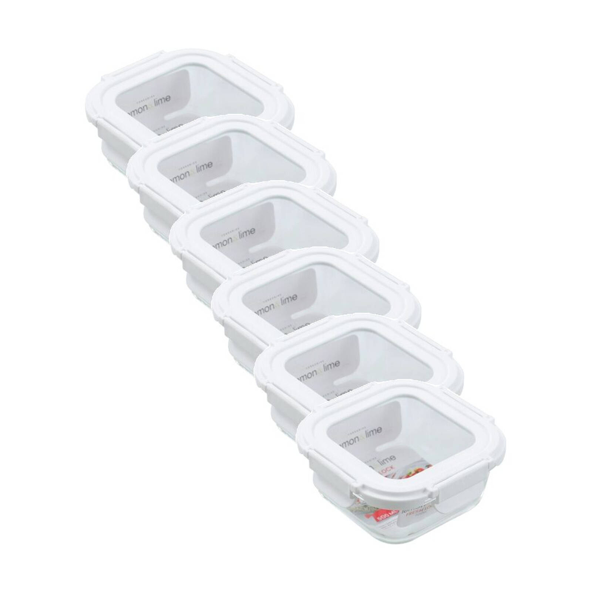 6PK Lemon and Lime Yorkshire Fresh Lock Container Square 500ml Food ...