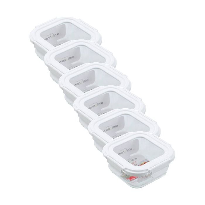 6PK Lemon and Lime Yorkshire Fresh Lock Container Square 500ml Food Safe