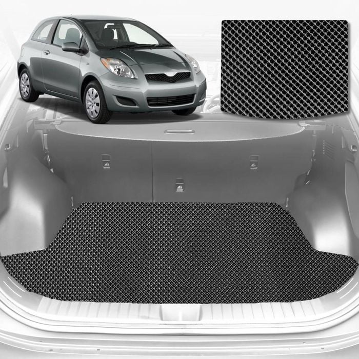 6D Diamond Car Boot Mat for Toyota Yaris 2005-2010-Cargo Mat-Black-Outback GT