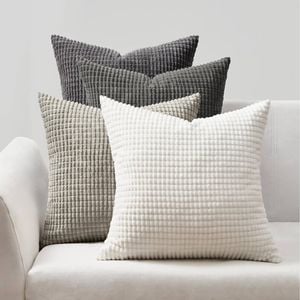 Gioia Casa Corduroy Corn Grain Cushion Covers - Grey, 45cm x 45cm (Pack of 4)
