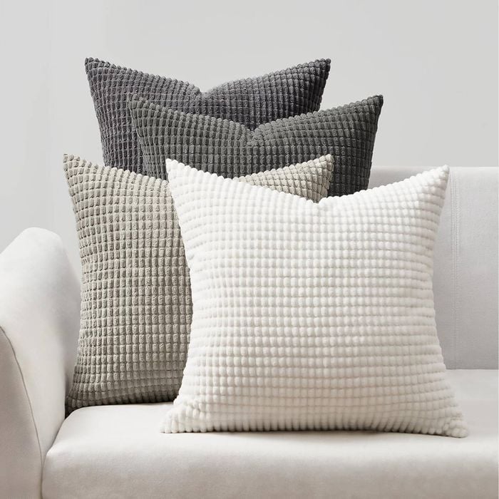 Gioia Casa Corduroy Corn Grain Cushion Covers - Grey, 45cm x 45cm (Pack of 4)