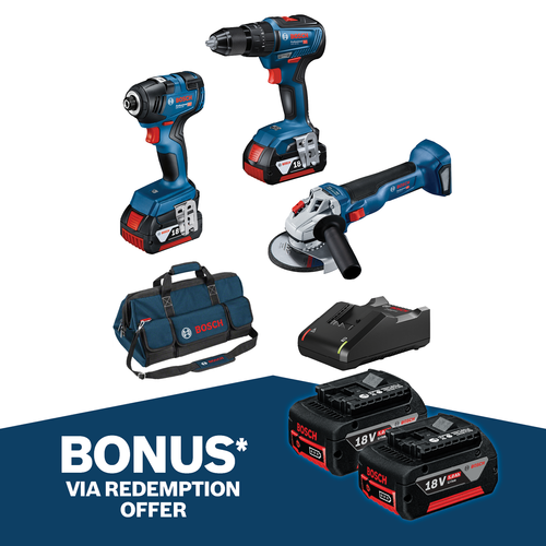 Bosch Blue 18V Brushless 3 Piece Combo Kit With 2 x 4.0AH Batteries