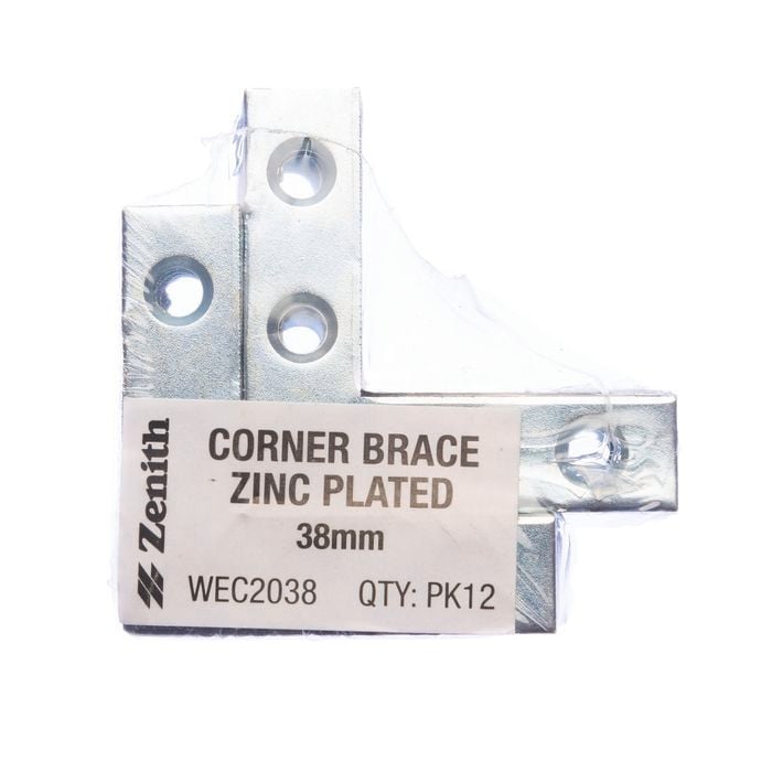 Zenith 38mm Zinc Plated Corner Brace Bracket - 12 Pack