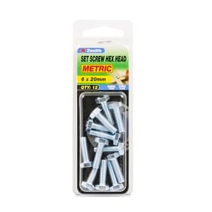 Zenith M6 x 20mm Zinc Plated Hex Head Set Screw - 12 Pack