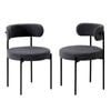 Oikiture 2x Dining Chair Round Boucle Kitchen Lounge Seats Backrest Dark Grey