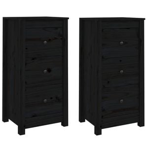 vidaXL 2x Sideboards Black Organiser Storage Cabinet Buffet