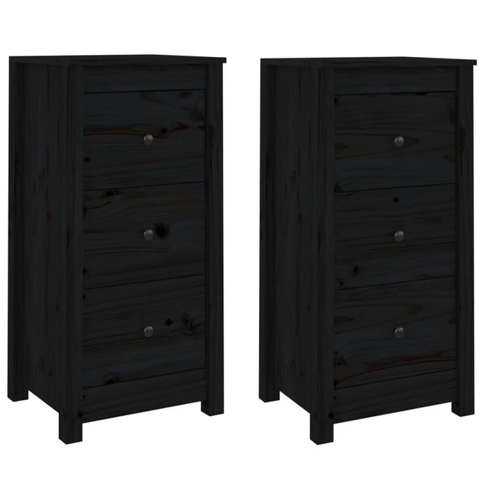 vidaXL 2x Sideboards Black Organiser Storage Cabinet Buffet