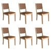 Levede 6pcs PU Leather Woven Dining Chairs Solid Wood - Brown