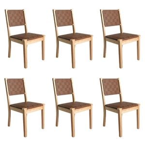 Levede 6pcs PU Leather Woven Dining Chairs Solid Wood - Brown