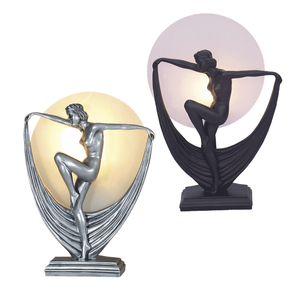 G&g Mia Art Deco Table Lamp - Pewter