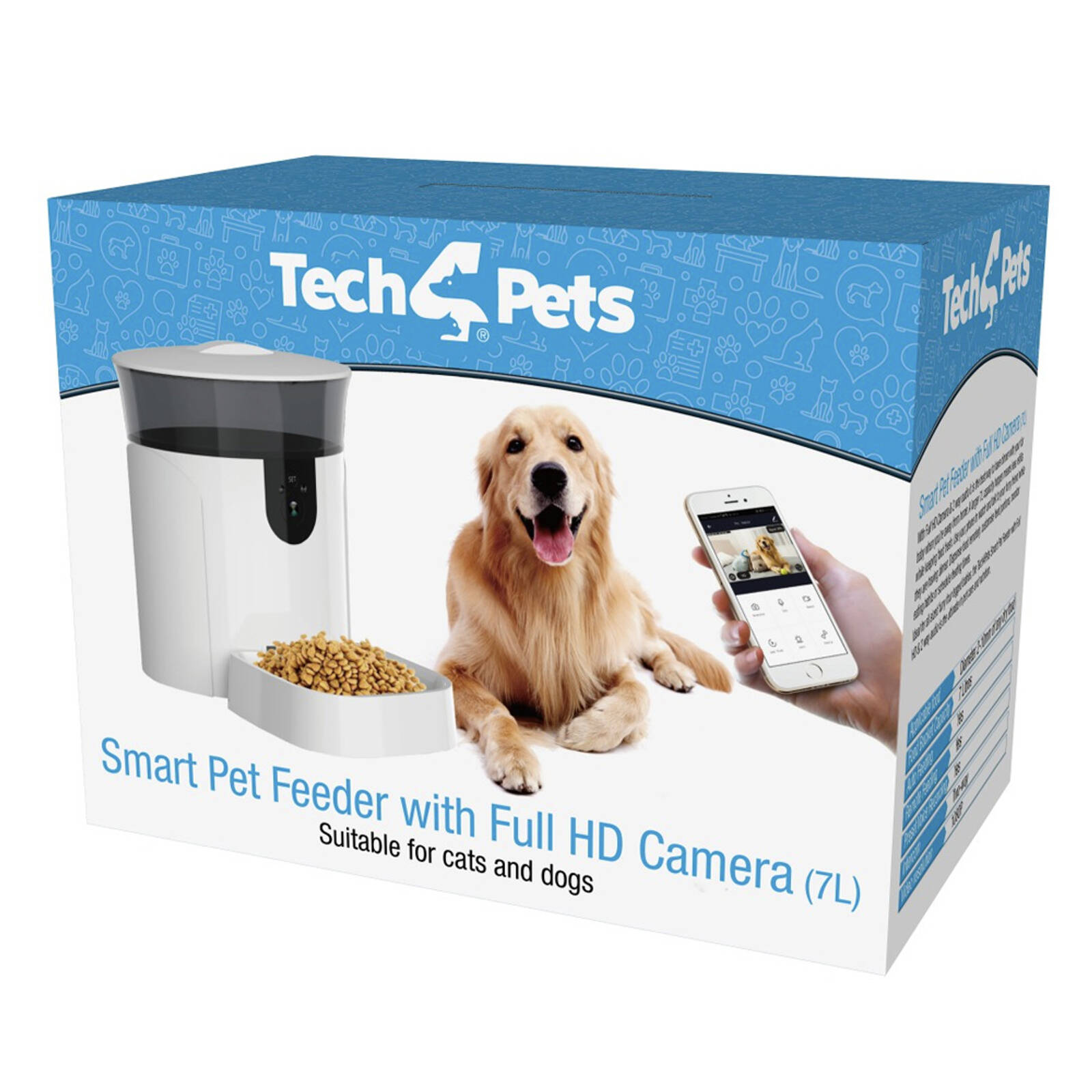 Tech 4 Pets 7L Smart Pet Dog Cat Automatic Food Feeder w Camera Bunnings Australia