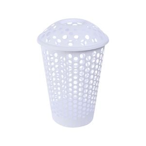 All Set 60L White Circle Pattern Laundry Hamper With Lid