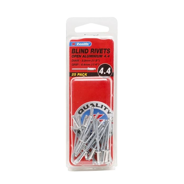 Zenith Blind Rivet Open Alum 1/8"D x 1/4"G  25pk