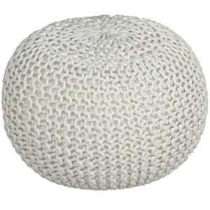 Braided Ottoman Pouffe - Braided Ottoman Ivory
