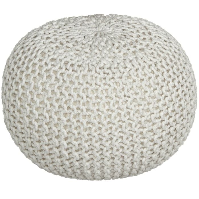 Braided Ottoman Pouffe - Braided Ottoman Ivory