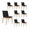 Japandi 8pc Set Leather Seat Dining Chair Black